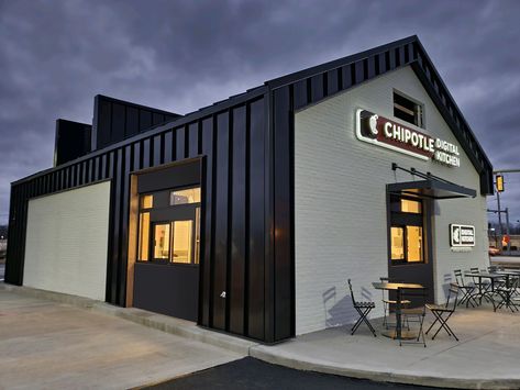 Chipotle Restaurant, Warehouse Exterior Design, Cuyahoga Falls Ohio, Church Building Design, Garage Guest House, Small Warehouse, Warehouse Design, Cuyahoga Falls, Assembly Line