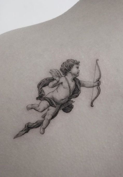 Cupid's Kiss, Cupid Tattoo, Tier Tattoo, Cherub Tattoo, Single Needle Tattoo, Antonio Canova, Angel Tattoo Designs, Inspiration Tattoos, Greek Tattoos