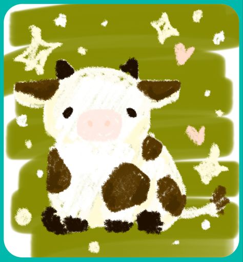 Cute Cow Art, Cow Doodle, Noteit Ideas, Cow Illustration, Painting References, Spring Quilts, Anime Printables, Oil Pastel Art, Cute Cow