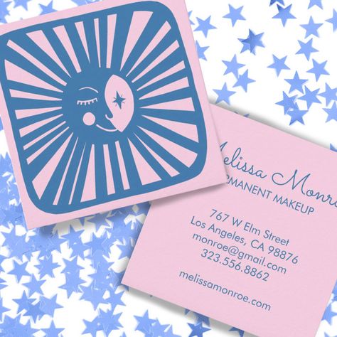 Color Business Card, Business Card Stands, Business Card Books, Moon Cute, Glowing Moon, Cute Business Cards, Square Business Cards, Business Card Inspiration, Business Card Modern