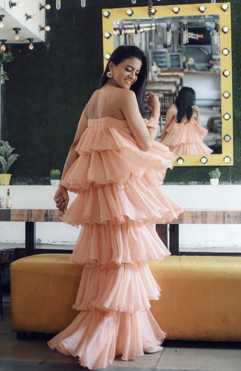 #cocktaildresses #indianblogger #tiered #ruffles #ruffledress #pastelcolors #pastel #springsummer2019 Ruffle Trend, Trend Board, Ruffle Dresses, Layered Ruffle Dress, Designer Dresses For Women, Pastel Outfit, Layered Dress, African Print Fashion Dresses, African Print Fashion