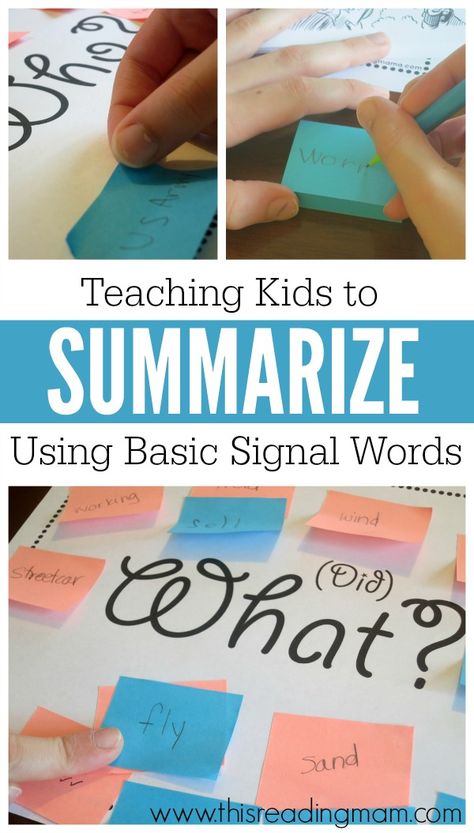 Teaching Kids to Summarize Using Basic Signal Words - with FREE printable - This Reading Mama Teaching Summarizing, Resource Room, 4th Grade Reading, Blackout Poetry, 3rd Grade Reading, Comprehension Strategies, 2nd Grade Reading, Free Teacher, Reading Instruction