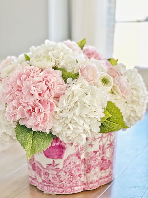 Faux Pink Flowers, Hydrangea Peony Centerpiece, Faux Hydrangeas In Vase, Hobby Lobby Artificial Flowers, Faux Peony Arrangement, Faux Hydrangea Arrangement Diy, Silk Hydrangea Arrangements, Realistic Fake Flowers, Fake Floral Arrangements For Home