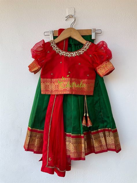 Excited to share the latest addition to my #etsy shop: Red and Green Kanchipuram Pattu Pavadai For Festivals/ SouthIndian Kids Langa Voni/ Age: 0-3 Yrs https://etsy.me/3IgdlkD #green #engagement #christmas #red #formalevent #silkskirt #girlsethnicwear #kidsethnicwear # Pattu Pavadai Kids Blouse Designs Maggam Work, Kids Langa Voni, Kids Pattu Langa Designs Latest, Kids Pattu Langa Blouse Designs, Kids Pattu Pavadai Designs Latest, Kids Pattu Langa Designs, Pattu Pavadai Kids Blouse Designs, Pattu Lehenga For Kids, Langa Blouse For Kids