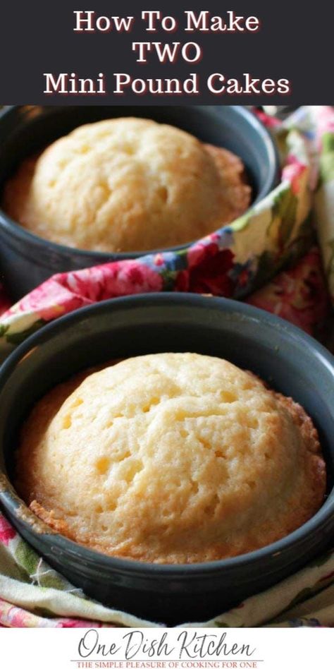 Pound Cake Recipe | Mini Version of Classic | One Dish Kitchen | Recipe | Classic pound cake recipe, Mug recipes, Mini cake recipe Mini Pound Cakes, Classic Pound Cake Recipe, Classic Pound Cake, Ramekin Recipe, One Dish Kitchen, Mini Cake Recipe, Dessert Mini, Recipe For 1, Small Batch Baking