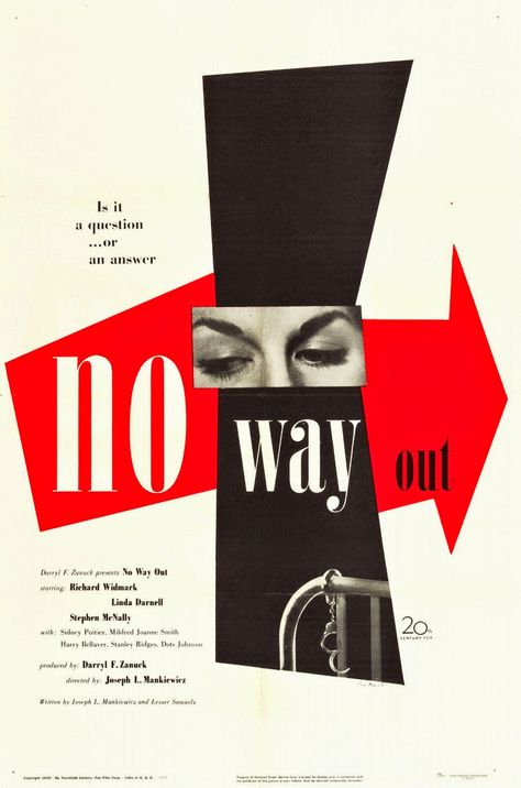 ART & ARTISTS: Film Posters 1950s Movie Posters 1950s - part 1 Herb Lubalin, Rand Paul, Graphic Design Collection, Paul Rand, No Way Out, Fred Astaire, Denzel Washington, Alfred Hitchcock, Film Posters