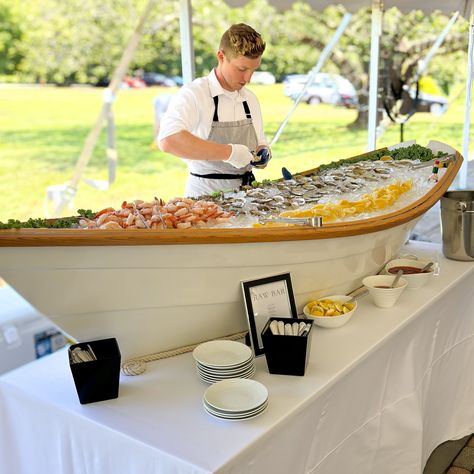 Fresh seafood, shucked for you. Raw bar bliss, no mess, just smiles! #NewEnglandWedding #RawBarCatering #OysterBar #SeafoodLover #FarmToTableWedding Wedding Caterer, Raw Oysters, Raw Bar, Bar Catering, Oyster Recipes, Fresh Oysters, New England Wedding, Cape Cod Wedding, Raw Bars