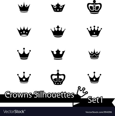 Crown collection - silhouette Royalty Free Vector Image Beard Illustration, Crown Silhouette, Crown Images, Heraldry Design, Crown Collection, Crown Photos, Globe Vector, Crown Tattoo, Black Background Images