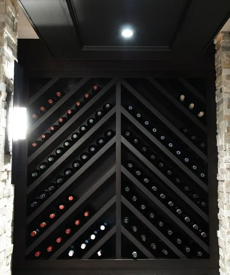 Carefully detailed custom walnut wine rack is slotted discretely into the living room wall Wine Rack Design, Cellar Ideas, Wine Closet, Wine Rooms, Home Wine Cellars, Interior Design Minimalist, Wine Cellar Design, Cellar Design, Wine Shelves