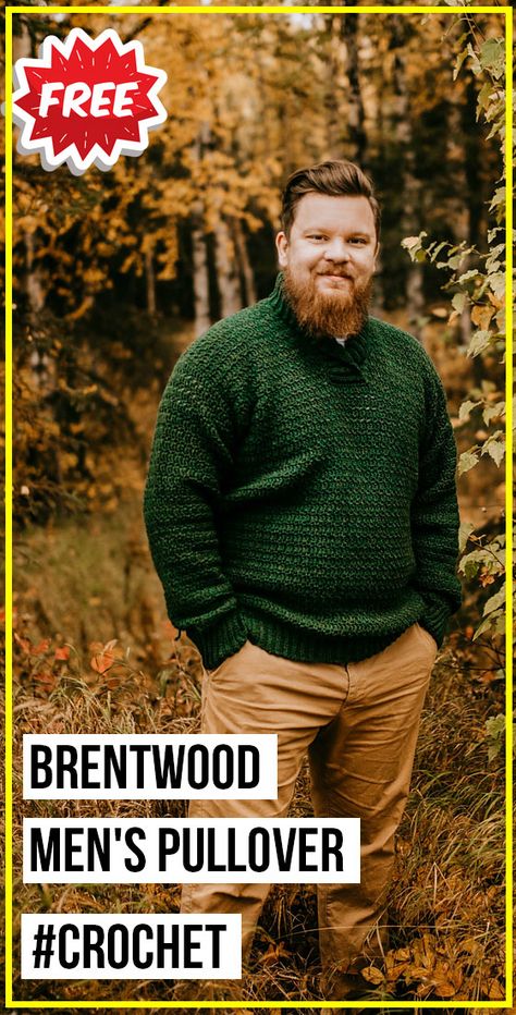 Men's Crochet Cardigan Pattern, Crochet Mens Pullover Free Pattern, Crochet Sweater Guys, Crochet Pattern Mens Sweater, Men’s Knit Sweater Pattern Free, Mens Crochet Jumper Free Pattern, Free Crochet Sweater Patterns For Men, Men’s Crochet Projects, Crochet Mens Top Pattern