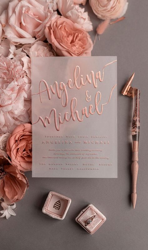 Wedding Invitations Romantic Elegant, Blush Pink Wedding Invitations, Gold Wedding Stationery, Rose Gold Wedding Invitations, Rose Gold Invitations, Gold Foil Wedding Invitations, Glitter Wedding Invitations, Gold Foil Wedding, Foil Wedding Invitations