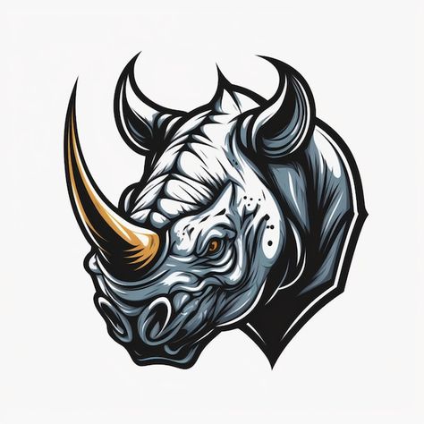 Cool rhino logo vector illustration | Premium Photo #Freepik #photo #rhinoceros #rhino #rhino-logo #tshirt Logo Animal Design, Rhinoceros Logo, Rhino Logo Design, Rhinoceros Illustration, Echo Logo, Rhinoceros Art, Rhino Illustration, Rhino Design, Rhino Tattoo