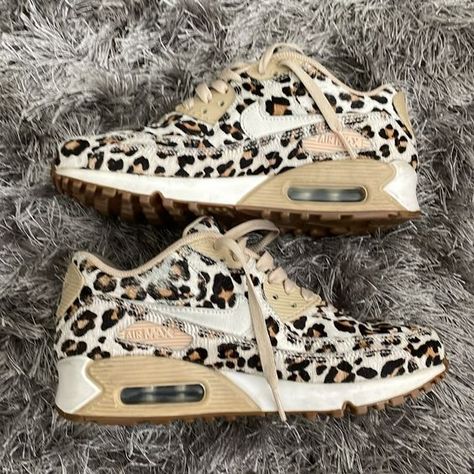 Furry Leopard Print Nike Air Max Women Shoes Worn A Few Times In Very Good Condition