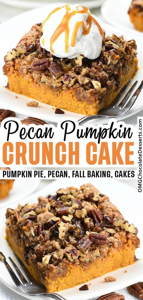 Halloween Pumpkin Cake, Pumpkin Cakes, Pecan Pumpkin, Fall Dessert Recipes Easy, Pumpkin Crunch Cake, Pumpkin Crunch, Pumpkin Cake Recipes, Traditional Pumpkin, Crunch Cake