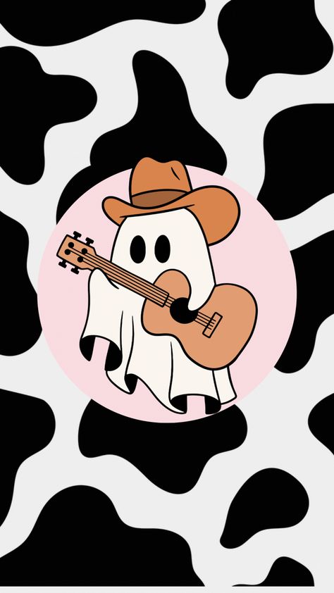 Halloween Cowgirl Wallpaper, Fall Cowboy Wallpaper, Cowgirl Halloween Wallpaper, Cowboy Fall Wallpaper, Cowboy Ghost Painting, Cowprint Wallpapers Aesthetic, Fall Country Wallpaper, Country Halloween Wallpaper, Country Fall Wallpaper