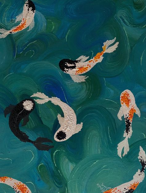 Coy Painting, Koi Painting Acrylic Easy, Coi Fish Paintings, Koi Fish Painting Easy, Abstract Yin Yang, Abstract Koi Fish, Yin Yang Painting, Yin Yang Koi Fish, Koi Fish Painting