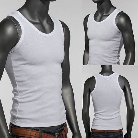 Sleeveless Shirt Mens Aesthetic, Mens Tank Top Outfits, White Tank Top Outfit Men, White Tank Top Men, Tank Top Male, White Tank Top Outfit, Mens Vest Tops, White Tank Tops, White Vest Top