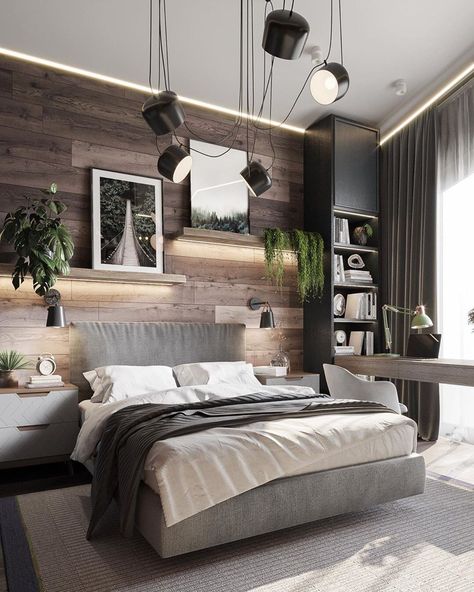 Room Decor Male Bedroom, Mens Loft Bedroom Ideas, Masculine Decor Bedroom, Male Room Inspiration, Men's Bedroom Design Masculine, Bedroom Ideas For Men Boho, Minimalist Male Apartment Decor, Bedroom Inspirations Modern Stylish, Bedroom Inspirations Light Grey Walls