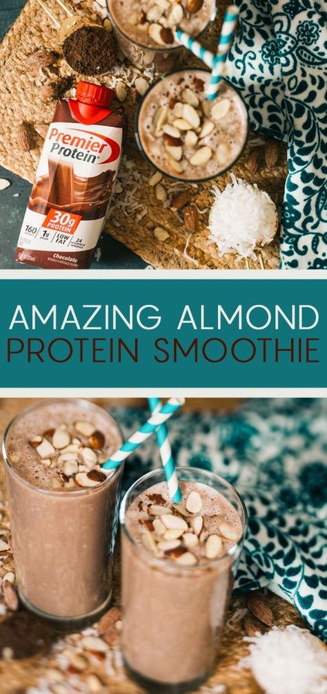 Almond Butter And Banana, Protein Ideas, Recipe Smoothie, Almond Smoothie, Smoothie Fruit, Protein Recipe, Protein Dinner, Kale Smoothie, Premier Protein