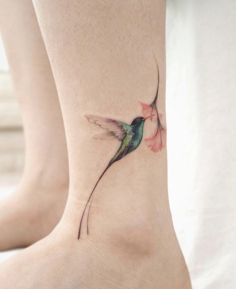 Late Bloomer Tattoo, Hummingbird Tattoo Watercolor, Hummingbird Tattoo Meaning, Hummingbird Flower Tattoos, Small Hummingbird Tattoo, Hummingbird Tattoos, Tiny Bird Tattoos, Bird Tattoos For Women, Ribbon Tattoos