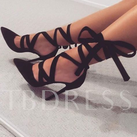 Sexy Black Ankle Ribbon Lace Up Stiletto Heels Kasut Tumit Tinggi, Black Lace Up Heels, High Heels Classy, High Heels Boots, High Heel Dress, Prom Heels, Heels Classy, Hot Heels, Black Strappy Heels