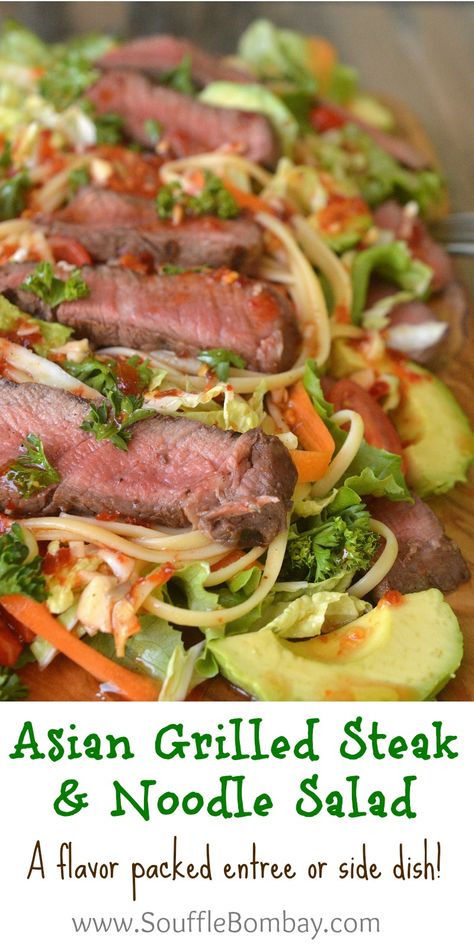 Salad With Steak, Steak Salad Recipe, Grilled Steak Salad, Asian Steak, Best Bbq Recipes, Asian Noodle Salad, Noodle Salad Recipes, Grilled Steak Recipes, Beef Salad