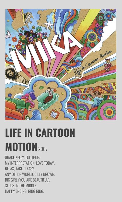 Mika Album Cover, Alternative Music Posters, Indie Album Covers, Mika Aesthetic, Life In Cartoon Motion, The 1975 Poster, 1975 Poster, Personal Project Ideas, Alternative Posters