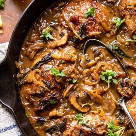 Cider Braised Chicken with Caramelized Onions - Half Baked Harvest French Inspired Recipes, Fall Skillet Meals, Cider Braised Chicken, Chicken With Caramelized Onions, Beer Braised Chicken, Half Baked Harvest Recipes, Braised Chicken Thighs, Slow Cooked Chicken, Fall Foods