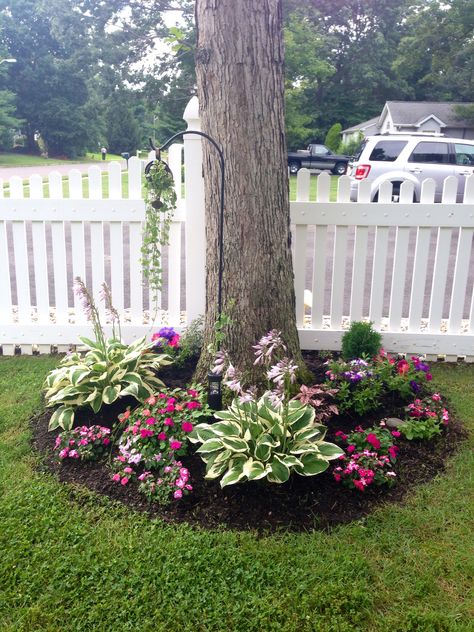 Landscaping Around Trees, Yard Landscaping Simple, Small Front Yard Landscaping, Front Garden Landscape, نباتات منزلية, Kids Garden, Front Yard Garden Design, White Picket Fence, Front House Landscaping