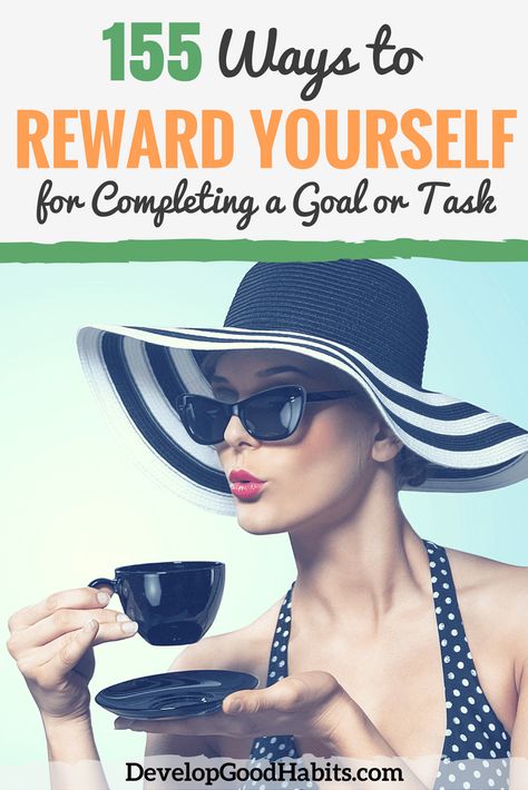 Trying to achieve a tough goal.  Why not use one of these 155 ways to reward yourself to motivate yourself to complete you goal. Rewards are a goal setting tips to push past resistance and get the job done. | reward yourself | achieve your goals | success Rewards For Working Out, Personal Reward Ideas, Ways To Reward Yourself, Rewards For Adults, Rewarding Yourself, Productivity Organization, Psychological Tricks, Stay Consistent, Psychology Quotes