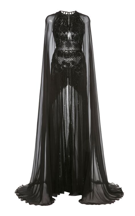 Embellished Cape-Sleeve Silk-Chiffon Gown by ZUHAIR MURAD Now Available on Moda Operandi Preformance Outfits, فستان سهرة, Chiffon Gown, Zuhair Murad, Kpop Fashion Outfits, Stage Outfits, Kpop Outfits, Kpop Fashion, Looks Vintage