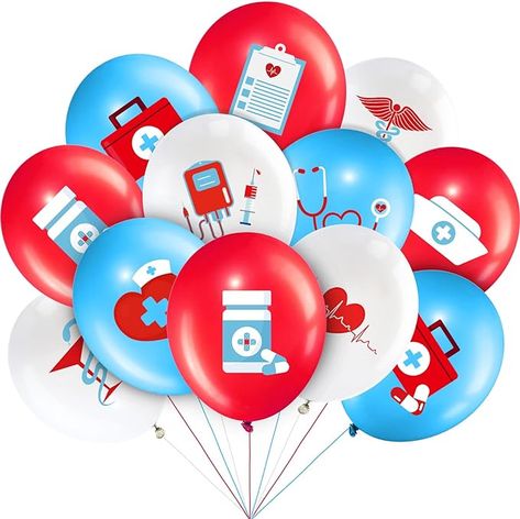 Amazon.com: 50 pcs Nurse Balloons 12 Inch medical doctor balloons White Red Blue 2023 Nurse Graduation Party Latex Balloons congrats doctor balloons for Medical Nursing Party Decoration Supplies : Toys & Games Nurse Balloons, Medical Themed Parties, Nurse Grad Parties, Nurse Graduation Party Decorations, Nurse Graduation Party, Nurse Decor, Nurse Party, Retirement Party Decorations, Nurse Graduation