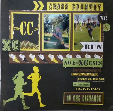 Cross Country - Scrapbook.com Sports Shadow Boxes, Cross Country Quotes, Cross Country Gift, Senior Year Scrapbook, Senior Posters, Senior Night Posters, Scrapbooking Sports, School Scrapbook Layouts, Scrapbook Design Layout