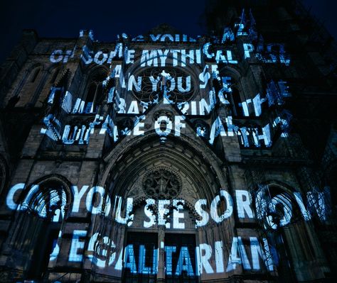 Light as Touch: Jenny Holzer’s Nighttime Poetry Projections Text Projection, Digital Poetry, Projection Installation, Projection Art, Poetry Projects, Theater Architecture, Jenny Holzer, Artistic Installation, Cathedral Church