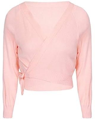 Amazon.com: Daydance Women Wrap Dance Sweater Pink Soft Ballet Warm Up Jacket for Leotards : Clothing, Shoes & Jewelry Ballet Wrap Sweater, Dance Warm Up, Dance Crop Tops, Knitted Wrap, Dance Wear Ballet, Long Sleeve Wrap Top, Cardigan Long Sleeve, Shrug Cardigan, Knit Wrap