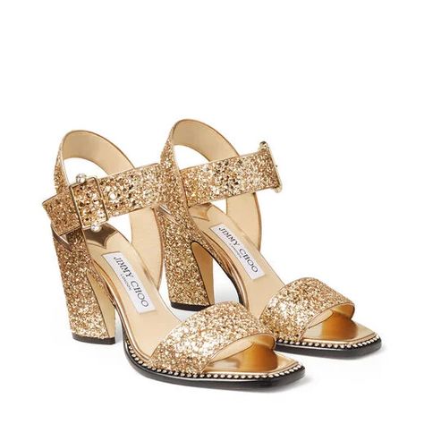 Jimmy Choo MINASE 85 Jimmy Choo Gold, Jimmy Choo Sandals, Crystal Trim, Jimmy Choo Heels, Metallic Heels, Shoes Luxury, Fashion Heels, Footwear Design Women, Moda Vintage