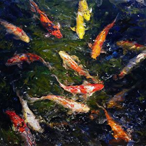 Easy Abstract Art, Ikan Air Tawar, Coy Fish, Koi Painting, Koi Art, Canvas Art Projects, Art Journal Cover, Carpe Koi, Painting Competition