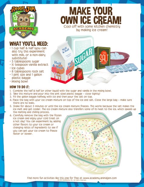 Science Experiments For Teens, Make Your Own Ice Cream, Kitchen Chemistry, Science Week, Science Party, Kid Experiments, Science Projects For Kids, Science Activities For Kids, Animal Jam