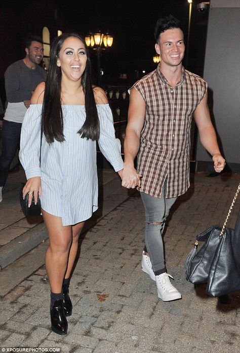 Look who's back: Sophie Kasaei and her boyfriend Joel Corry held hands during a Geordie Sh... Joel Corry, Sophie Kasaei, Look Whos Back, Charlotte Crosby, Geordie Shore, With Boyfriend, Party Scene, Striped Shirt Dress, Teen Fashion Outfits