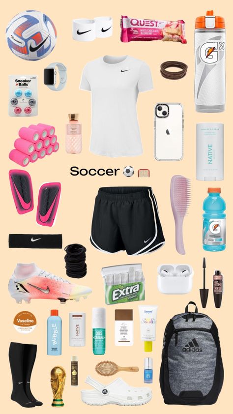 Sports Bag Essentials, Womens Soccer Cleats, Soccer Essentials, Vollyball Outfits, Soccer Bag, Soccer Season, Easy At Home Workouts, Soccer Inspiration