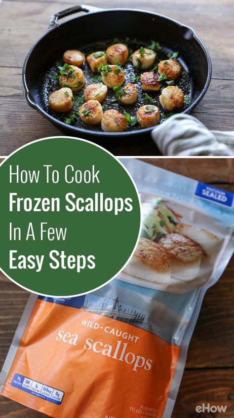 Pork Cooking Temperature, Frozen Scallops, Seafood Recipes Scallops, How To Cook Scallops, Seafood Meals, Scallop Dishes, Easy Seafood, Scallop Recipes, Scallops Seared