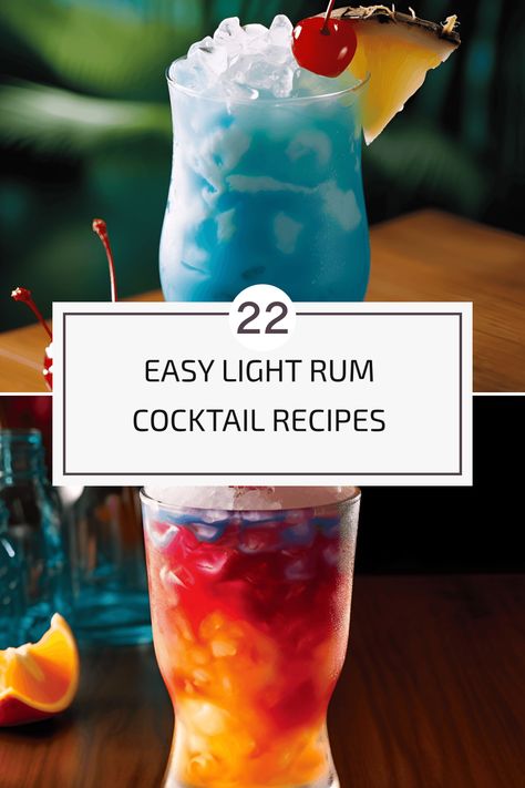 Looking for quick and easy light rum cocktail recipes to try at home? Check out these 22 refreshing options like Blue Hawaii, Bermuda Rum Swizzle, Lava Flow, Bali Hai, and more. From tropical delights to unique concoctions, these cocktails are perfect for any occasion. Bermuda Rum Swizzle Recipe, Light Rum Cocktails, Rum Swizzle Recipe, Summer Rum Drinks, Unique Alcoholic Drinks, Best Rum Cocktails, Summer Rum Cocktails, Flaming Volcano, Rum Cocktails Easy