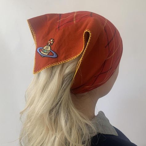 Vivienne Westwood tartan hair kerchief with mega... - Depop Vivienne Westwood Hair Accessories, Kerchief Outfit, Vivienne Westwood Hat, Vivienne Westwood Tartan, Dark Hippie, Hair Kerchief, Grunge Outfits Winter, Kerchief Hair, Scarf Pattern