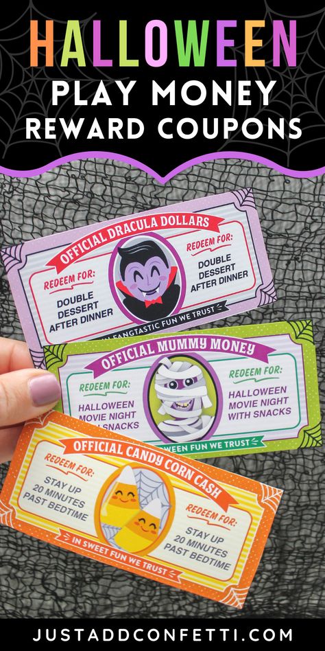 Halloween Candy Alternatives, Halloween Coupons, Halloween Prizes, Candy Alternatives, Halloween Movie Night, Movie Night Snacks, Play Money, Reward Coupons, Party Printables Free