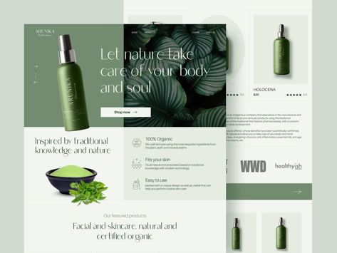 Arunika - Facial & Skincare from nature 🍃 by yahya amirudin for Illiyin Studio on Dribbble Website Styles, Skin Care Website, Facial Skincare, Plant Based Skincare, Ecommerce Website Design, Web Designs, Fashion Website, Nature Design, Facial Skin Care