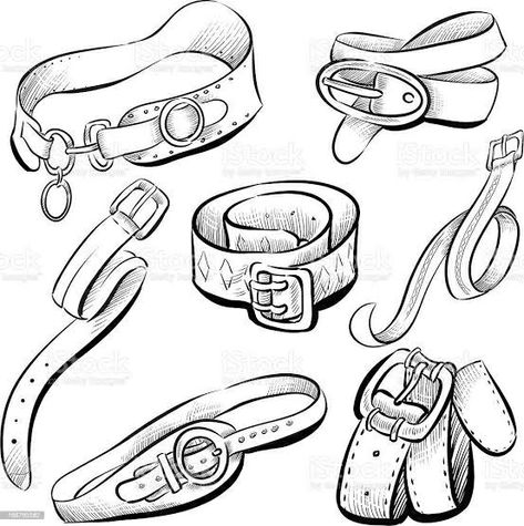 Belts Sketches, Satchel Drawing Reference, Belt Illustration Fashion Sketches, How To Draw A Belt, Belt Drawing References, Belt Reference Drawing, How To Draw Accessories, Fashion Accessories Drawing, Belts Drawing