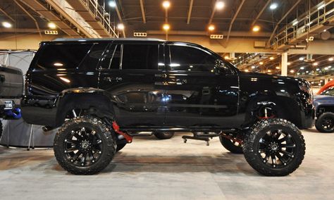 Houston Auto Show Customs - Top 10 LIFTED TRUCKS! Lifted Tahoe, Lifted Suv, Lifted Chevy Tahoe, Lifted Dually, Mom Cars, Mobil Off Road, Gmc Suv, Tundra Truck, Custom Lifted Trucks