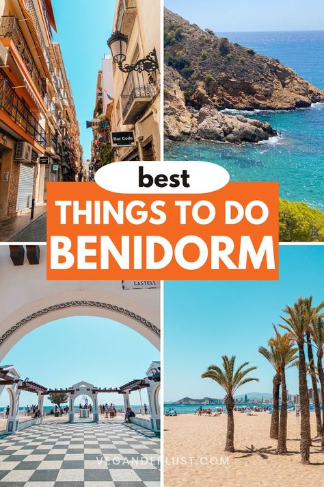 Ready for an unforgettable trip to Benidorm? This blog post highlights the top things to do in Benidorm, Spain, from beautiful Costa Blanca beaches to lively nightlife. Explore hidden treasures, major attractions, and get tips for maximizing your stay in this Mediterranean paradise. Whether you seek relaxation or adventure, Benidorm offers something for everyone. Benidorm Holiday Outfit, Beaches In Spain, Benidorm Spain, Benidorm Beach, Benidorm Tv Show, Madge Benidorm, Spain Travel Guide, Basque Country, Benidorm