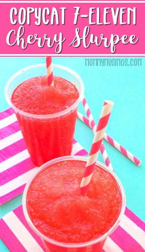 Copycat 7-Eleven Cherry Slurpee Recipe Cherry Slushie Recipe, Cherry Slushie, Taste And Tell, Slushie Recipe, Scented Soy Wax Melts, Icebox Cake, 7 Eleven, Frozen Drinks, Recipe Video