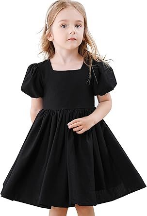 Tutu.kk Toddler Girls Casual Dress Puff Sleeve A-Line Swing Flared Party Birthday Formal Dresses Formal Dresses Black, Dress Puff Sleeve, Girls Casual Dresses, Party Birthday, Toddler Girls, Toddler Girl, Puff Sleeve, Casual Dress, A Line